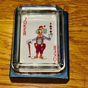 Vintage Glass Joker Playing Card Ashtray​